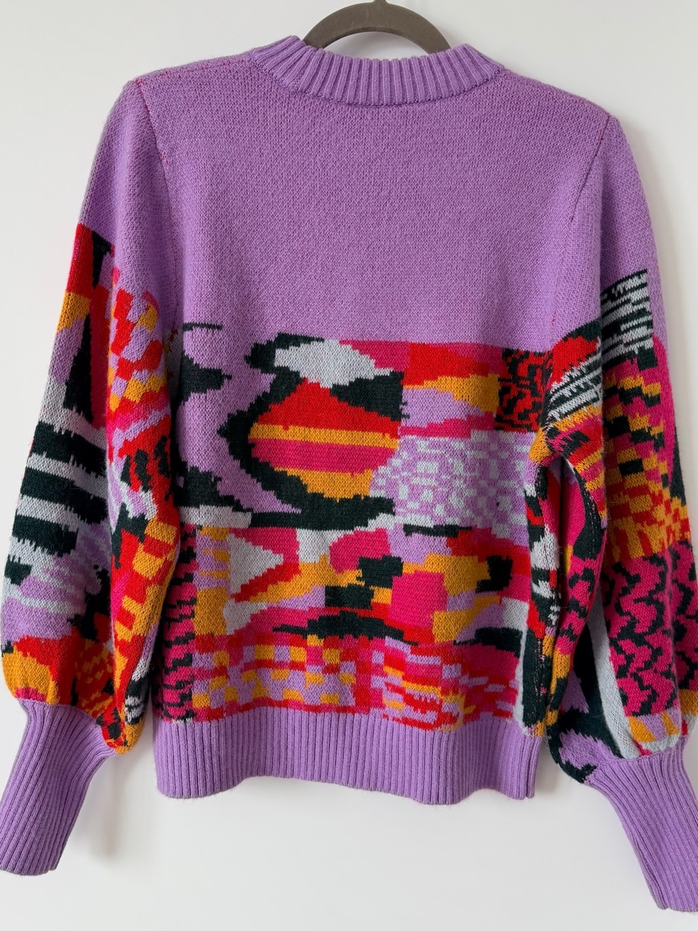 FARM RIO Lilac Geometric Pattern Crewneck Sweater - Picture 7 of 11